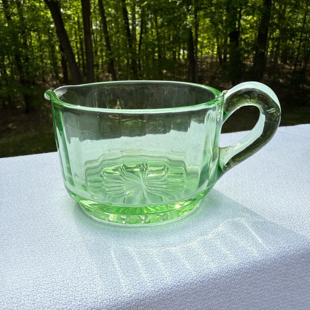 Vintage Green Glass Creamer Depression Glass